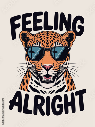 An eye-catching illustration showcasing a leopard wearing sunglasses, exuding confidence and a cool attitude, ideal for themes of style, fun, and urban wildlife.