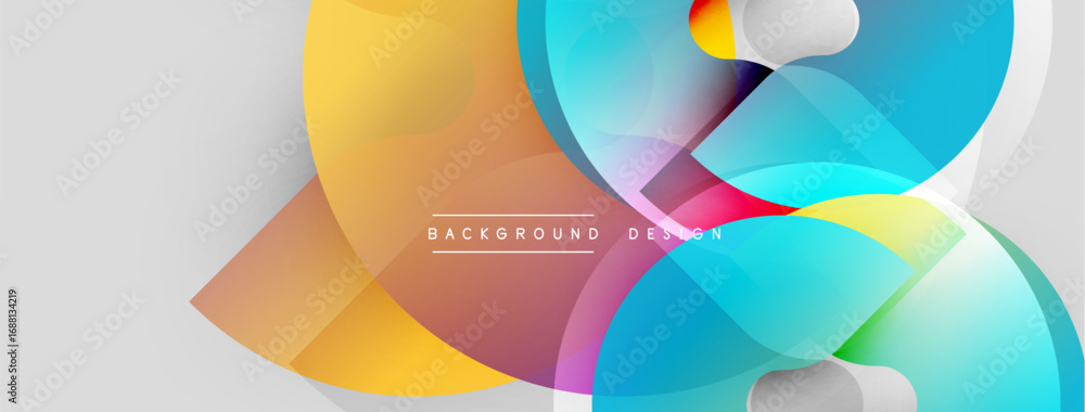 Obraz premium Abstract colorful shapes overlap, creating dynamic visual effect. Gradient hues blend smoothly, modern design element.