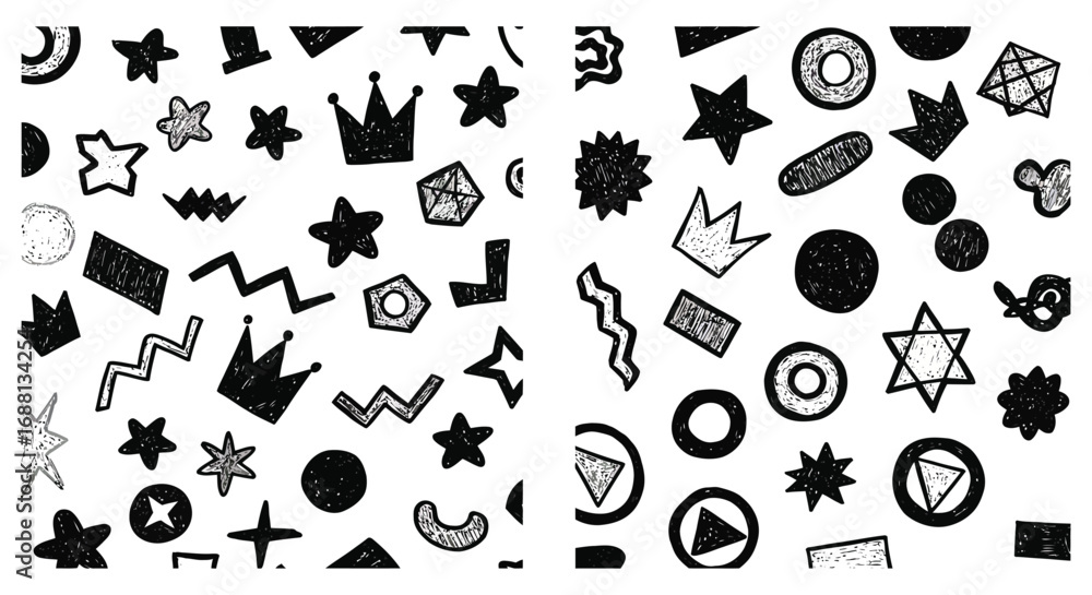 Fototapeta premium a variety of geometric shapes and symbols scattered across white background