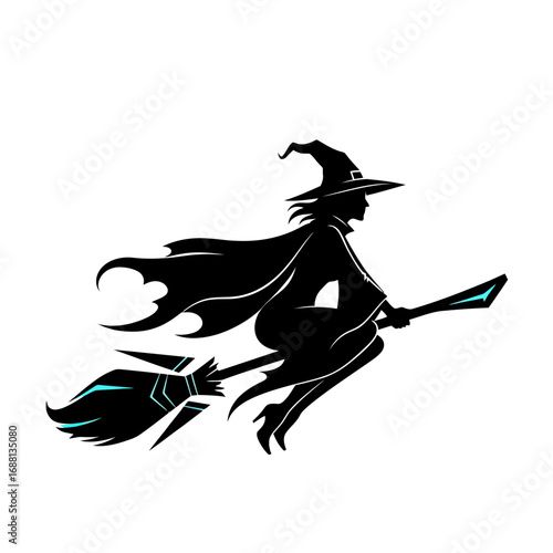 witch flying on broom