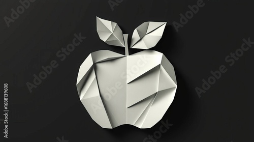 Origami Apple with Black Background.