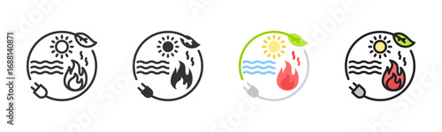 Green Energy Icon Pack In Multiple Styles