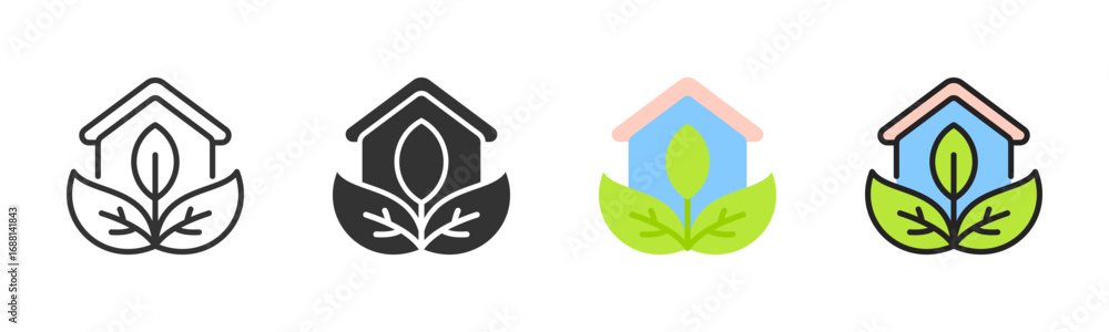 Obraz premium Green Building Icon Pack In Multiple Styles
