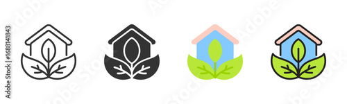 Green Building Icon Pack In Multiple Styles