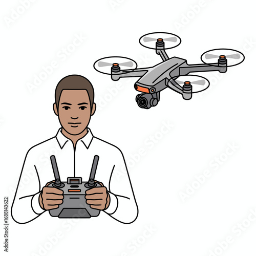 This image showcases a focused controller ready to operate a drone, highlighting the intricate dynamics of drone piloting and modern technology in action.