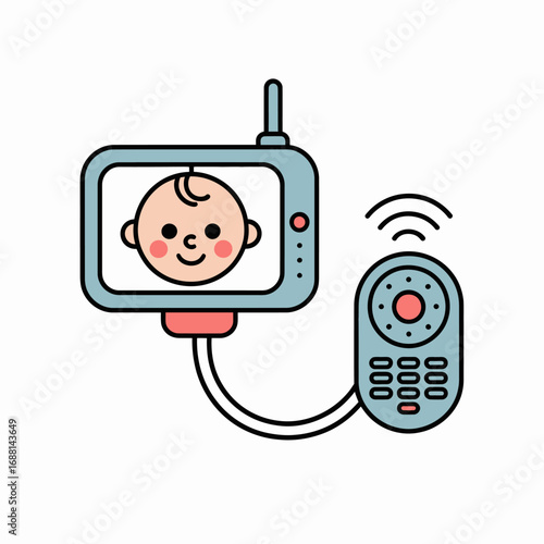 The setup of a baby monitor, featuring a smiling baby, encapsulates the blend of technology and emotional connection critical for modern parenting.