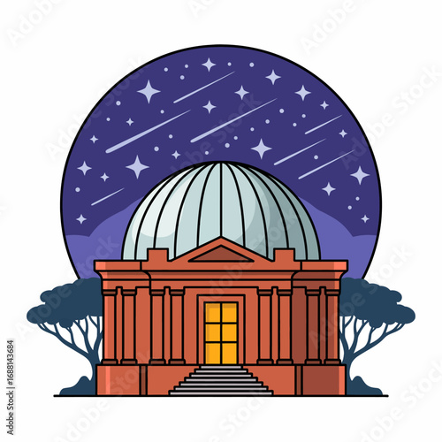 A striking illustration of a dome-shaped observatory beneath a mesmerizing sky full of stars, symbolizing our innate curiosity and desire to explore the universe.