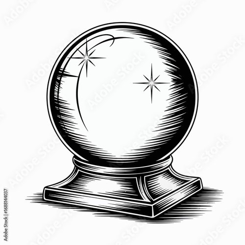 The artistic textured crystal ball resting on a pedestal combines aesthetics with mystery, offering a glimpse into the mundane and the magical in the art of divination.