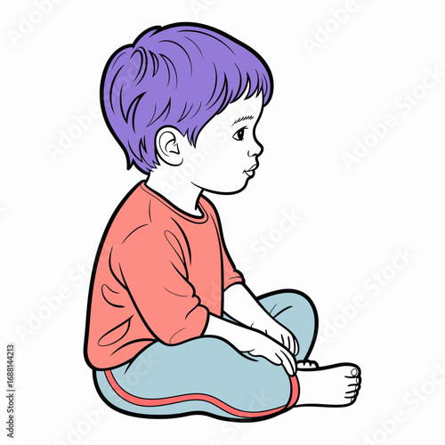 A charming illustration of a young child deep in thought, portraying innocence and curiosity, set against a minimalist and colorful background to enhance focus.