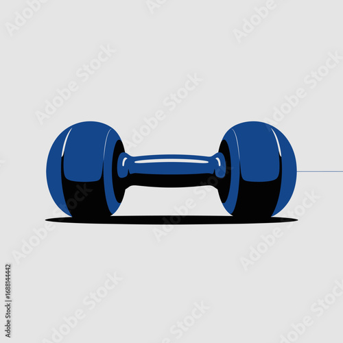 A minimalist yet striking illustration of a classic blue dumbbell, emphasizing shape and color, perfect for fitness and health-related themes in a modern context.