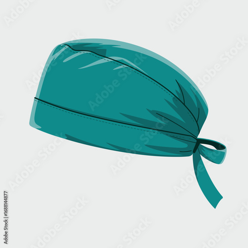 This image showcases a sleek teal surgical scrub cap design, emphasizing both comfort and style for doctors and medical practitioners in their work settings.