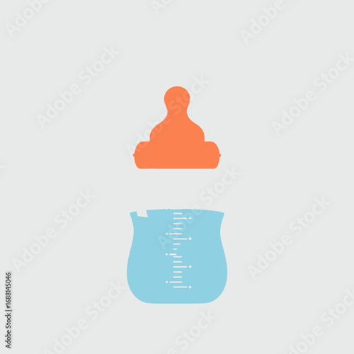A contemporary baby bottle filled with blue water, showcasing a modern design that emphasizes hydration and nourishment for little ones in a playful manner.