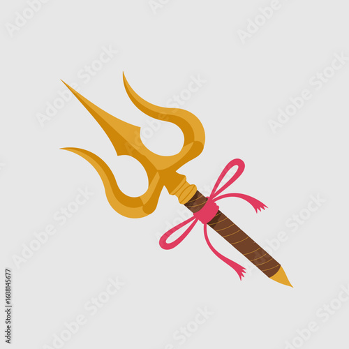 The elegant golden trident, a symbol of strength and unity, stands alone, representing authority and spiritual significance, making this a striking visual for artistic and cultural themes.