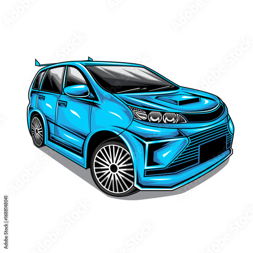 Blue car vehicle illustration concept