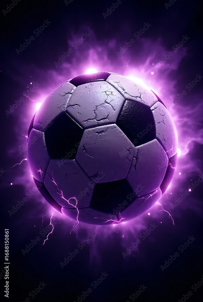 Naklejka premium Soccer ball on fire with dark background