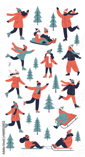 Joyful winter activities people enjoying snow and outdoor fun