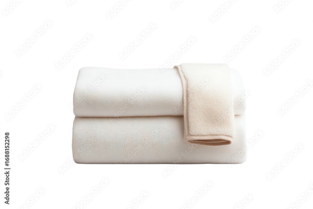 Fototapeta premium Soft white blanket rolled elegantly for a cozy and inviting atmosphere.