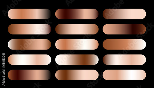 shiny metallic rose gold gradient swatch tone element in set