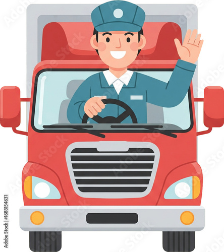 Cute truck with driver