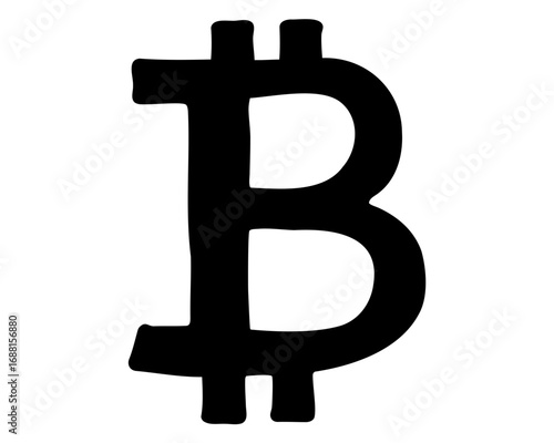 Stylized Bitcoin Symbol in Black and White Illustrating Digital Cryptocurrency
