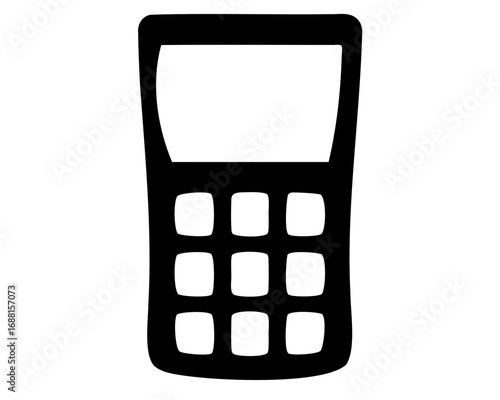 Stylized icon of a landline phone with screen and number keypad
