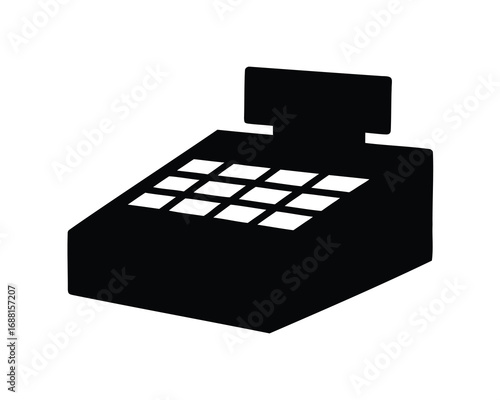 Simplified Black and White Cash Register Symbol for Financial Transactions