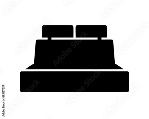 Simplified illustration of a double bed with headboards, featuring a minimalist design