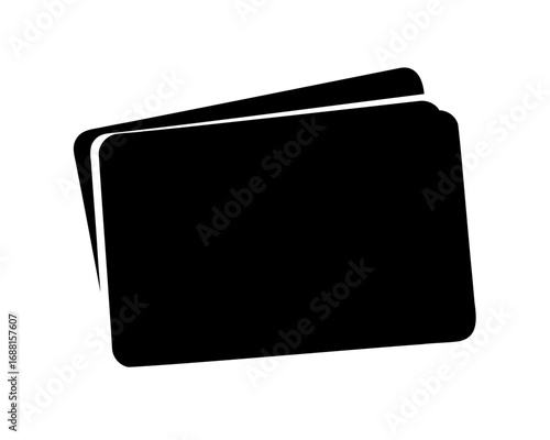 Black silhouette image of two rectangular cards slightly offset from each other