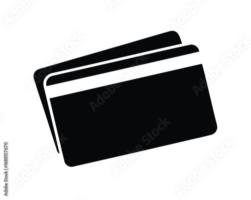 Two black credit cards stacked on top of each other represent money