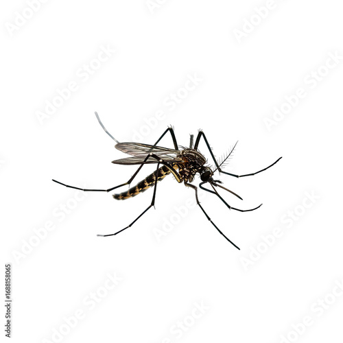 Close Up Detailed View Of A Mosquito With Transparent Background Detailed Examination Of Insect Anatomy Wings Legs Body Structure Isolated On Black