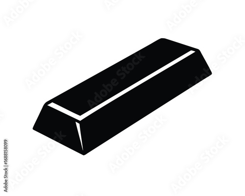 Solid black rectangular ingot reminiscent of gold bar on white background