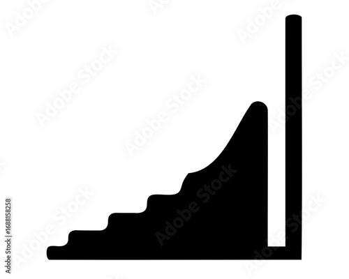 Silhouette of a stylized mountain range with a vertical line design