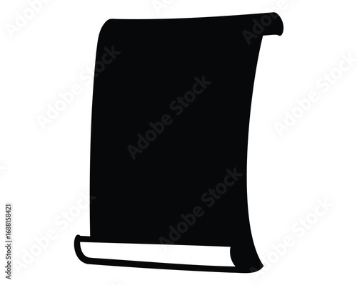 Black Silhouette of an Unrolled Scroll or Ancient Manuscript Document