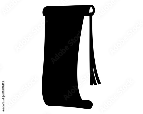 Silhouette of an ancient parchment scroll with hanging tassels for decoration