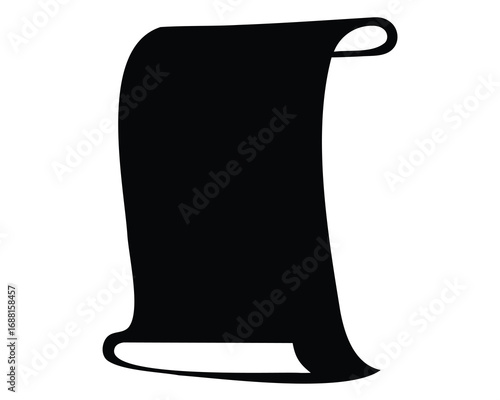 A classic black and white stylized image of a rolled up scroll