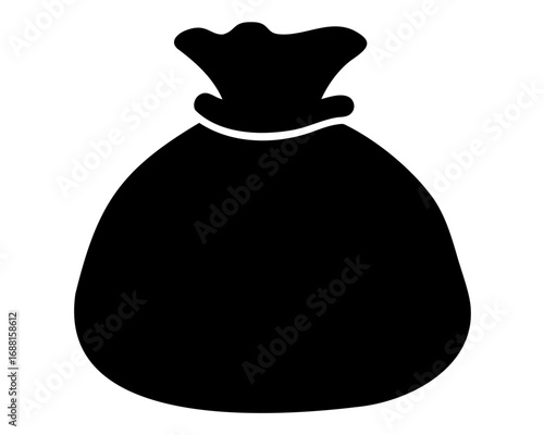Silhouette illustration of a sack, possibly containing money or treasure