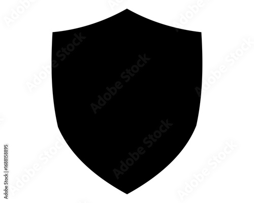 Black heraldic shield, simple and strong, representing protection and solidarity in vector