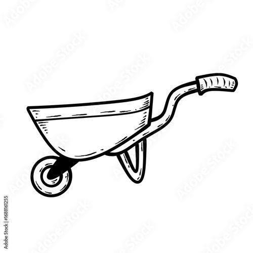 hand drawn illustration of wheelbarrow