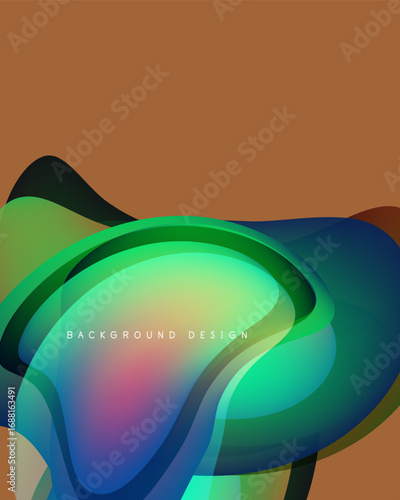 Abstract flowing shapes, vibrant colors. Gradient blends create dynamic visual texture. Modern design element for backgrounds.