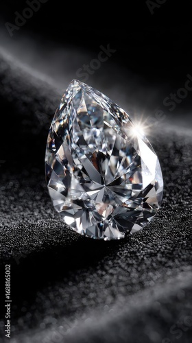 Pear-shaped diamond on black velvet