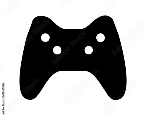 Silhouette of a classic video game controller on a white background