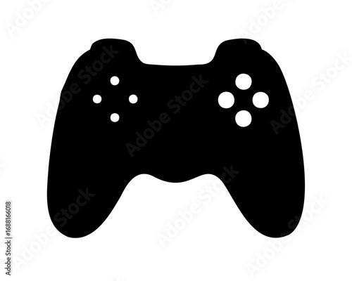 Black gamepad controller with buttons and analog sticks on white background