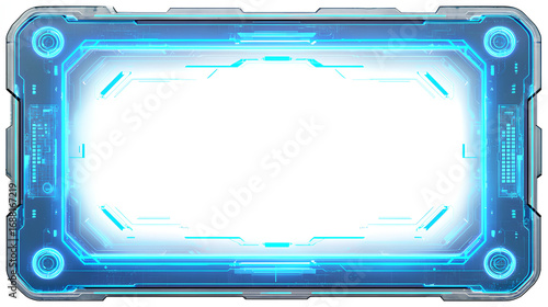 Wallpaper Mural Futuristic holographic interface frame. Glowing blue border for digital dashboards, sci-fi panels, virtual screens, and modern tech UI elements. Torontodigital.ca