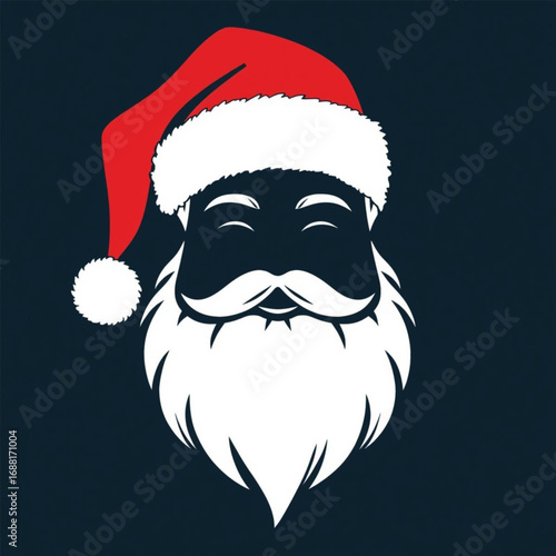 Santa Claus face minimalist logo, flat vector badge