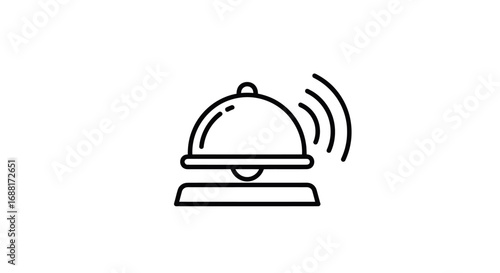 Restaurant Service Bell Icon - Line Art Design.
