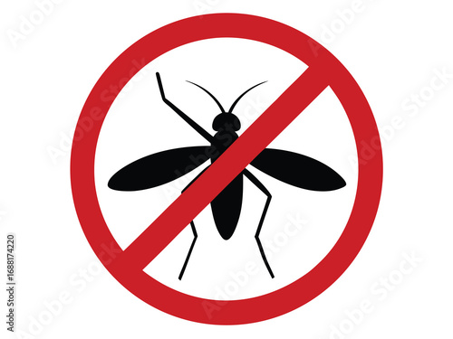 No Mosquitoes Allowed Sign Silhouette Vector Illustration 