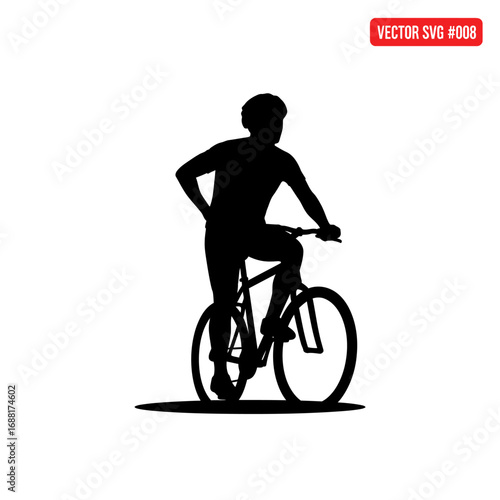 Dynamic cyclist silhouette poised for adventure, embodying freedom and active lifestyle pursuits in bold graphic art