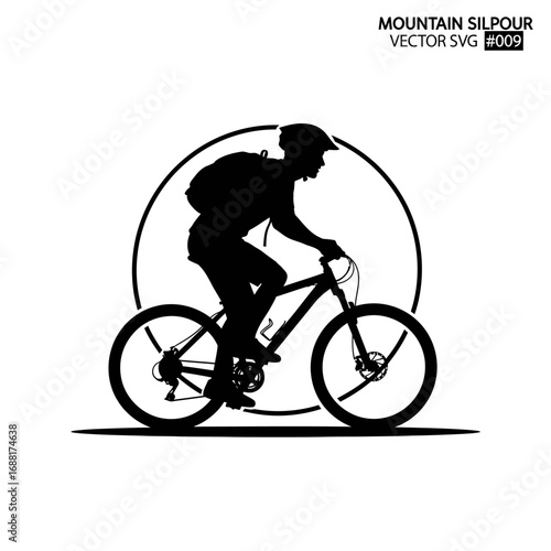 Dynamic mountain biker silhouetted, conquering trails with adventurous spirit and active lifestyle pursuit, embodying outdoor freedom.
