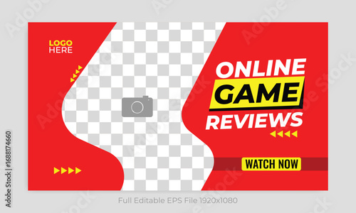 Gaming YouTube thumbnail web banner or design template