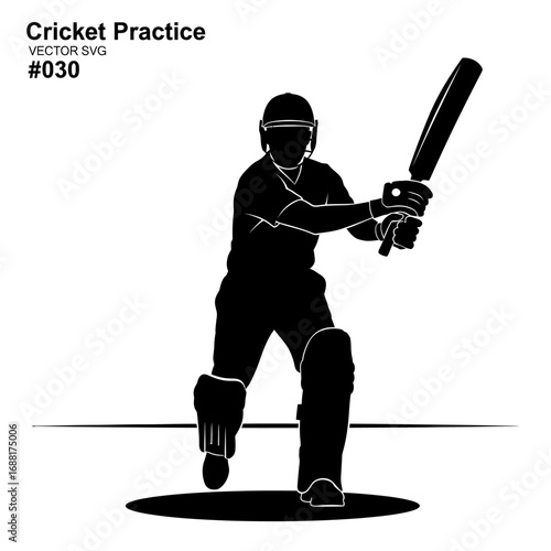 Dynamic silhouette of a cricket player batting powerfully, preparing for a winning shot in a professional sports context.